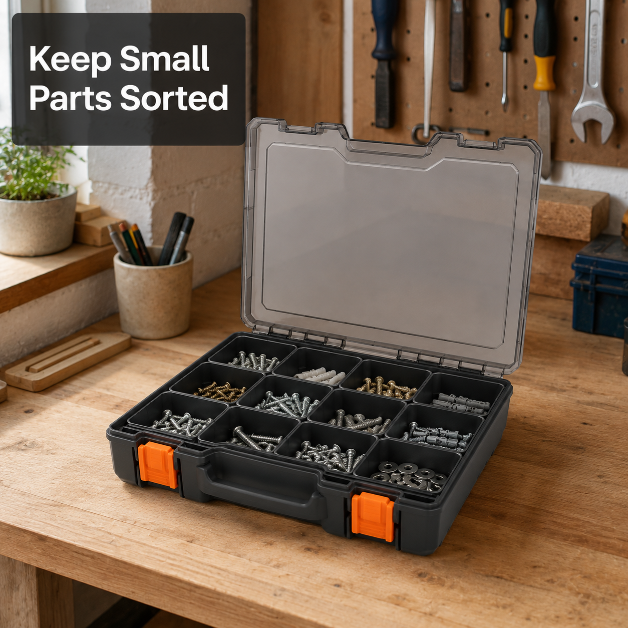 Modular 12-Compartment Small Parts Organiser Case