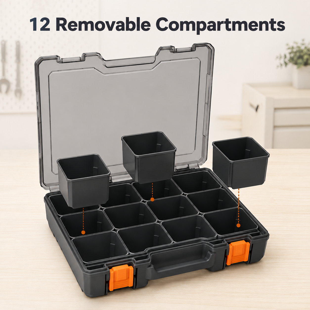 Modular 12-Compartment Small Parts Organiser Case