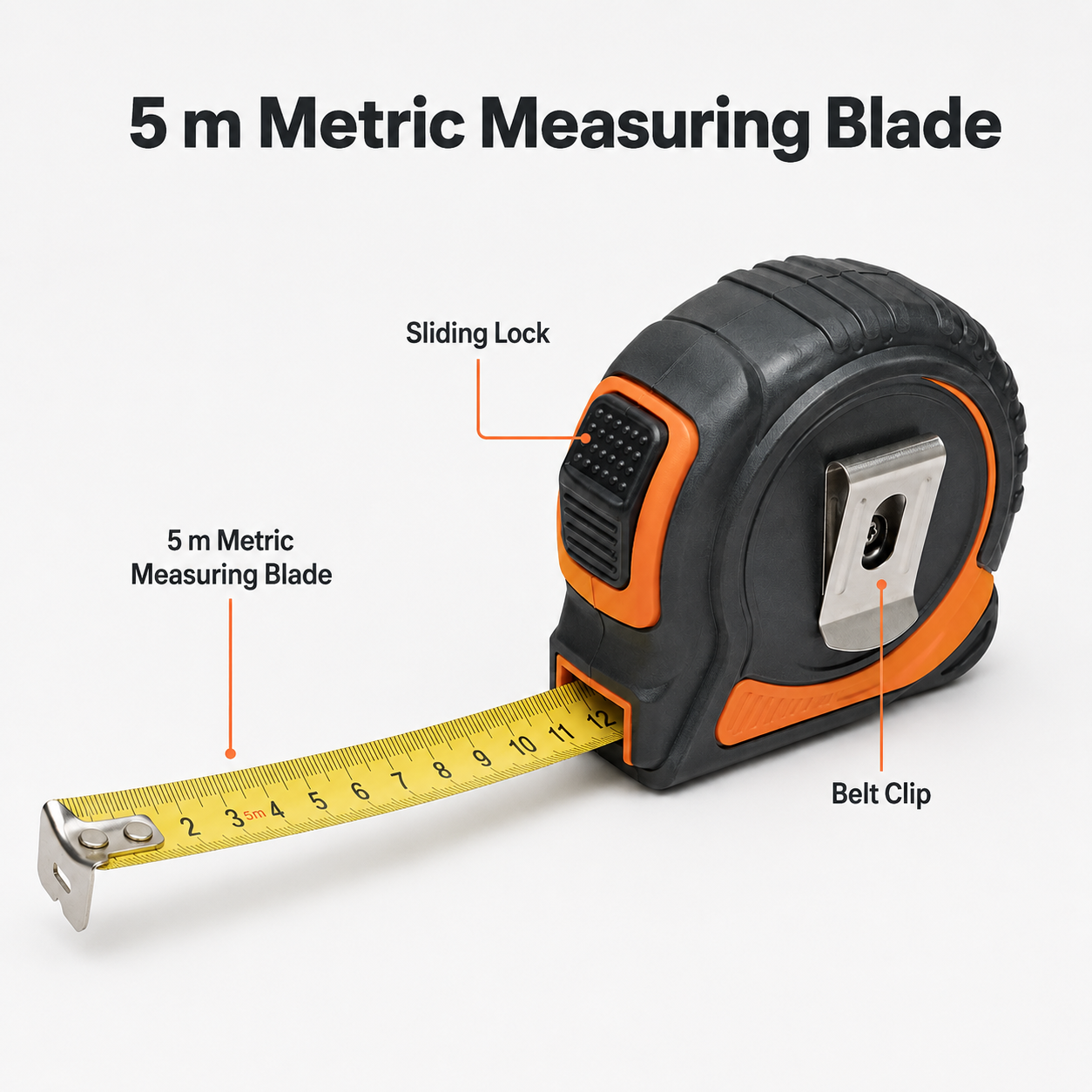 5 Metre Rubber-Grip Manual Tape Measure