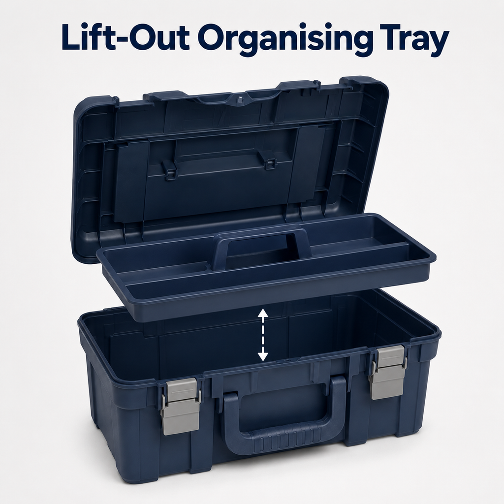 19-Inch Portable Tool Box with Removable Tray