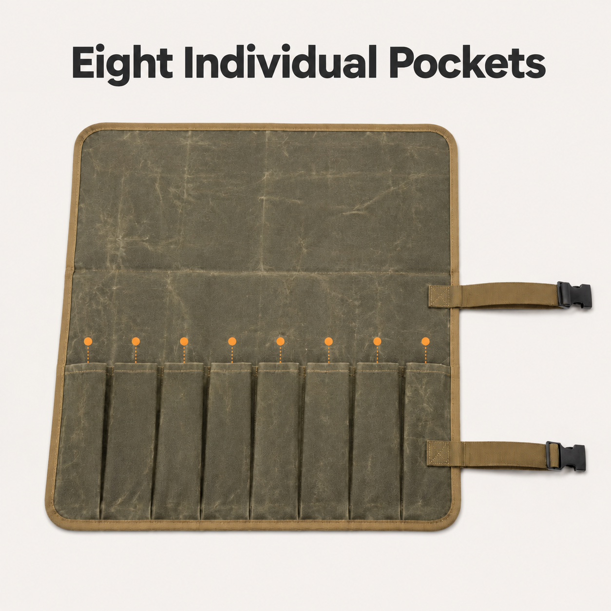 Waxed Canvas 8-Pocket Tool Roll