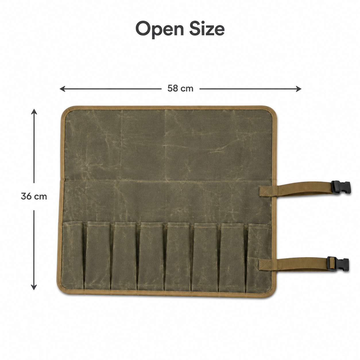 Waxed Canvas 8-Pocket Tool Roll
