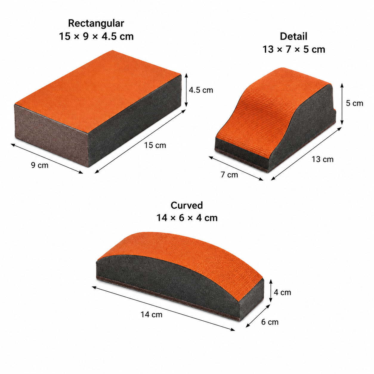 3-Piece Ergonomic Hand Sanding Block Set