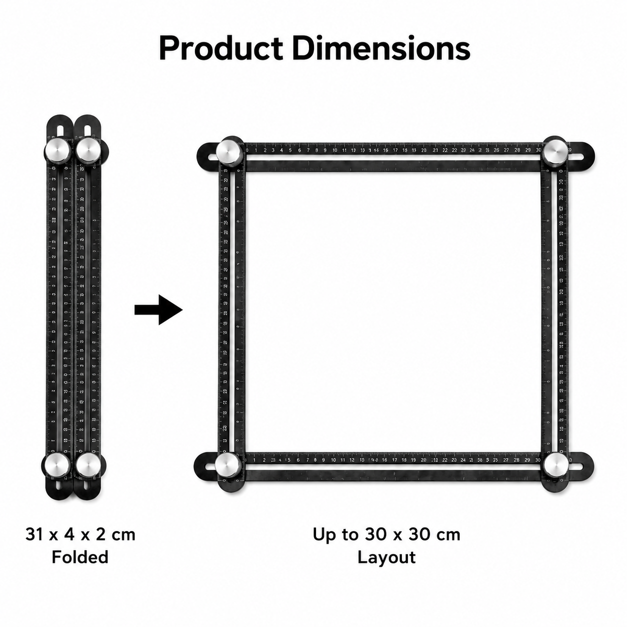 Four-Arm Adjustable Angle Measuring Template