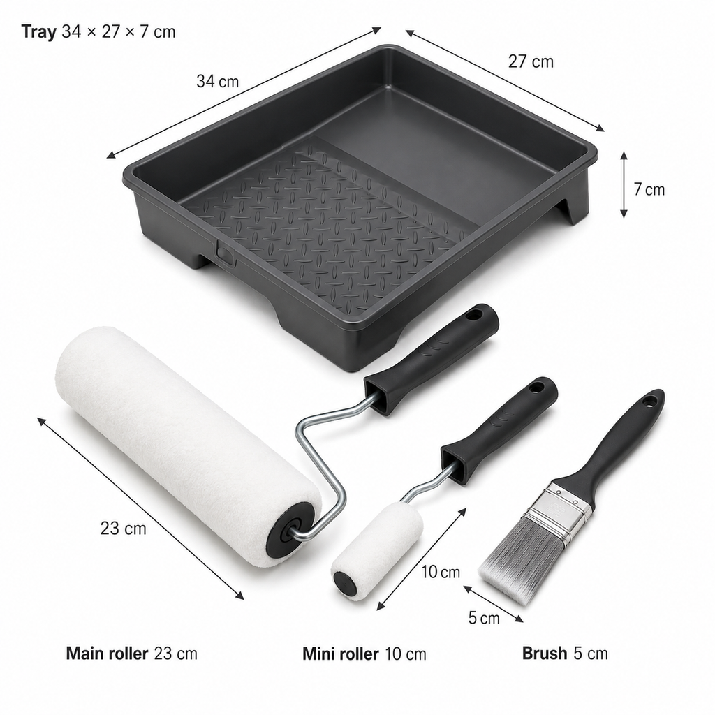 4-Piece Paint Roller Tray and Brush Set