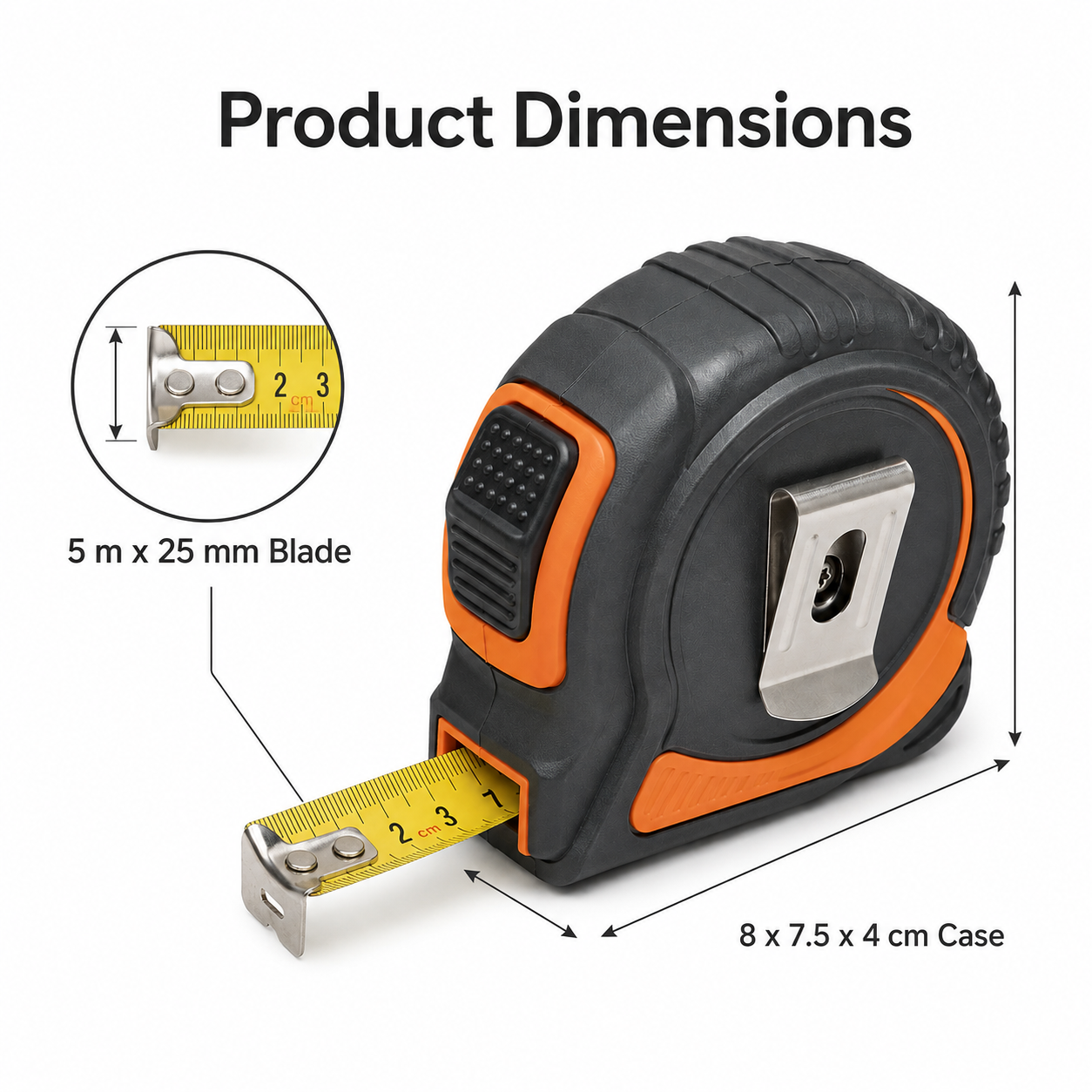 5 Metre Rubber-Grip Manual Tape Measure